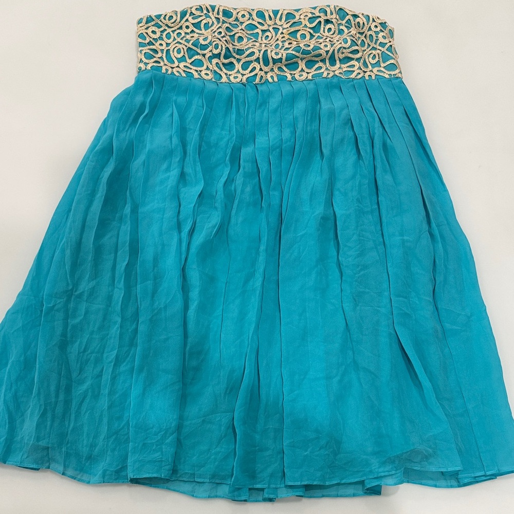 Flash sale Lilly Pulitzer Teal A-Line Skirt with Gold Accents